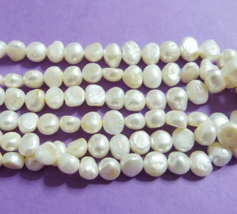 

white 4PCS AAA 8-9MM Baroque freshwater pearls loose beads 15 "L