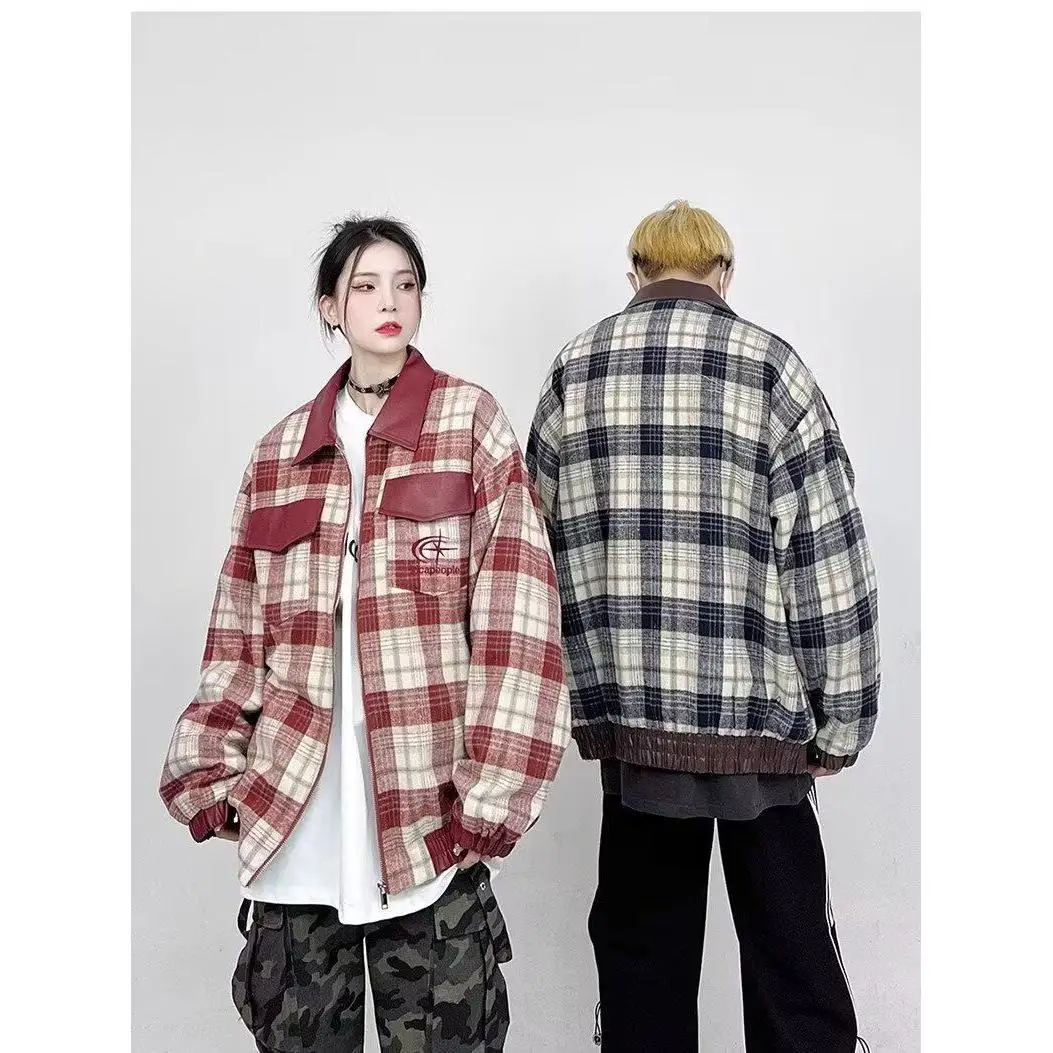 

Spring Autumn Loose Men's Jaet Cool Street Sle Harajuku Trendy Korean Version Casual Coat Stand Fit Long Sve Pure C...