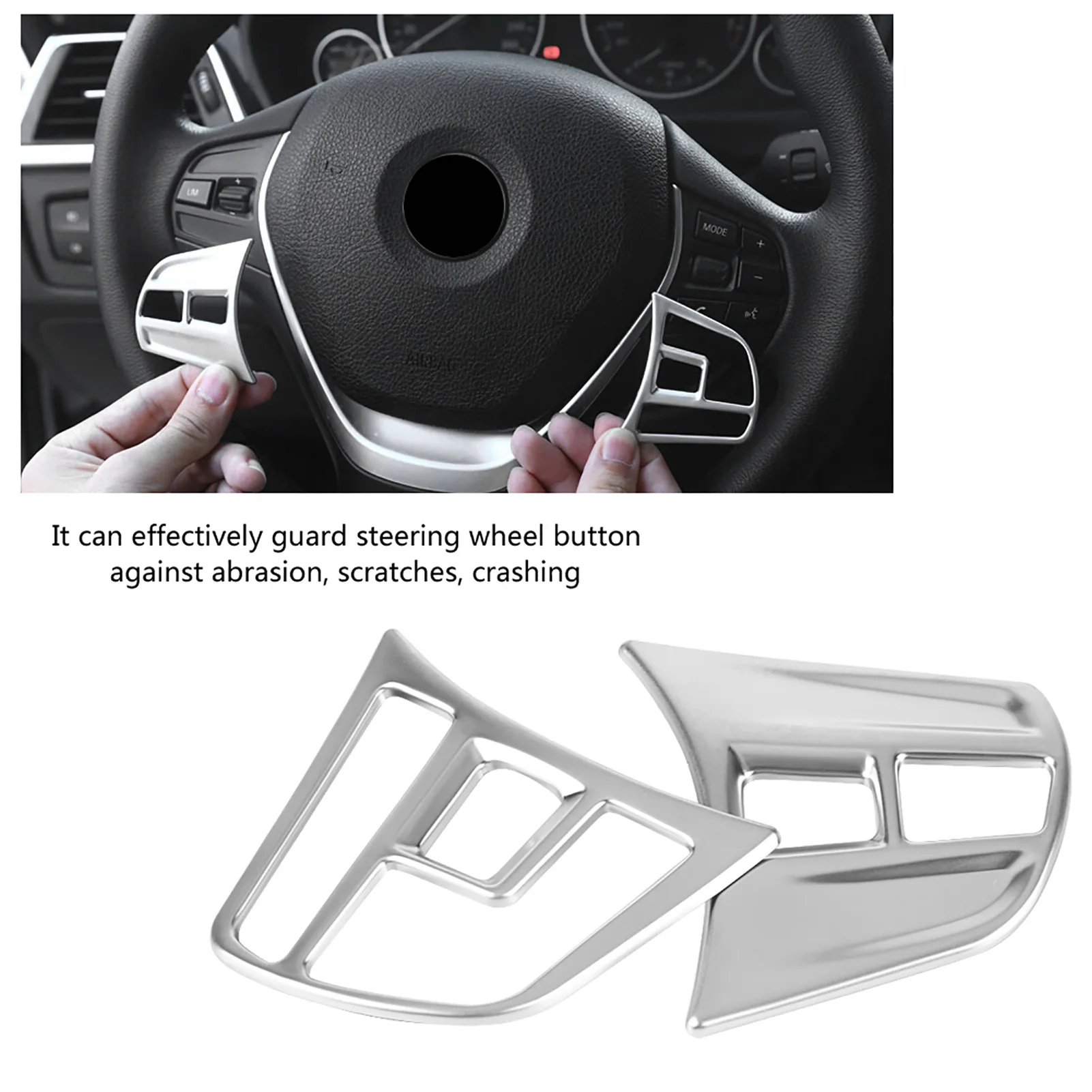 Steering Wheel Button Cover Trim For BMW 3 Series GT F30 F34 2013-2018 ABS Matte Chrome Interior Steering Wheel Stickers