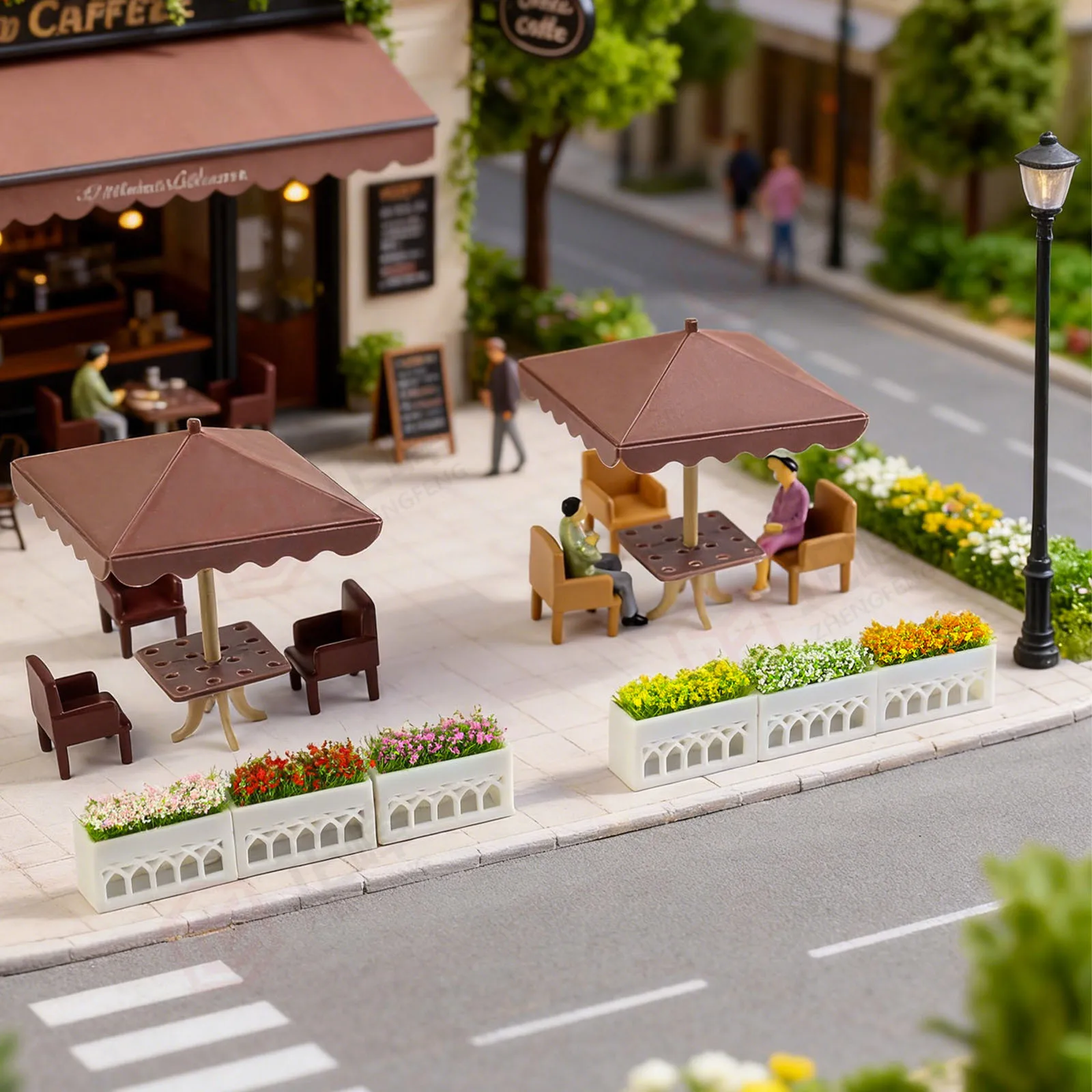 Simulations-Mini-Blumenbeet-Modell im Maßstab 1:75, Pflanzkasten, Blumensträucher, DIY Stadtstraßen-Garten-Layout-Materialien, Diorama, 3 Stück/Set – Detail 12
