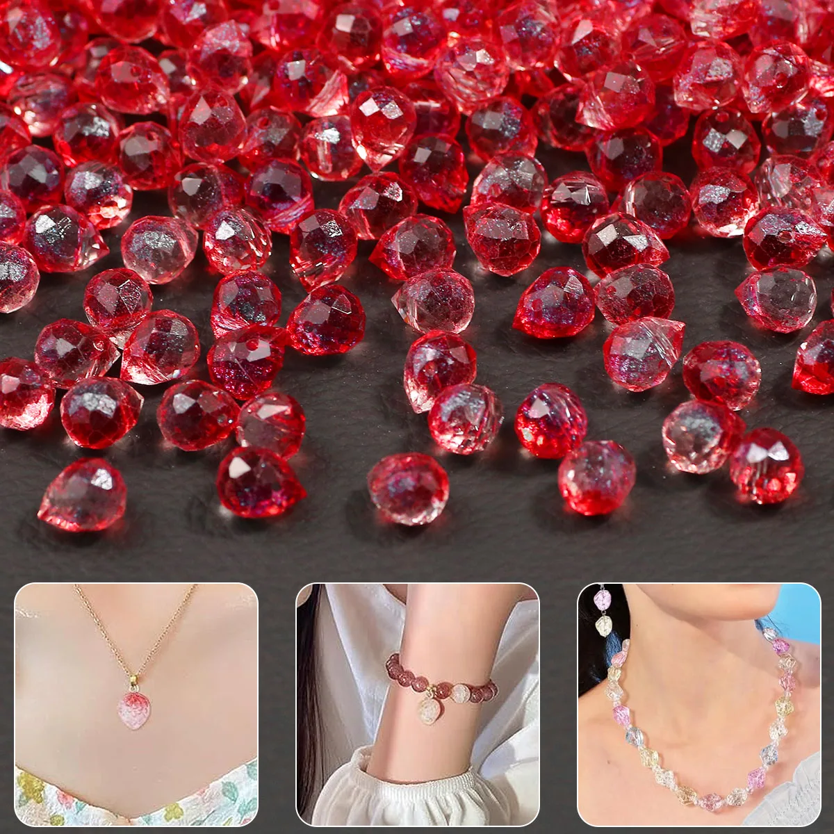10×8mm Pear Shape Side Hole Red Crystal Beads Translucent Glass Loose Beads For Jewelry Making DIY Bracelet Earrings Accessories