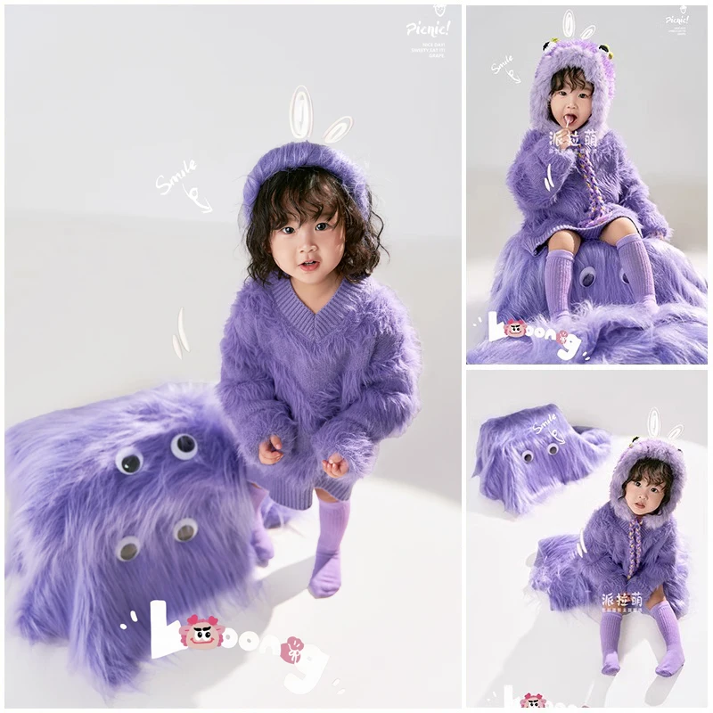 Baby photography props purple themed clothing 2year old studio photo one year old photo childrens photography clothing 신생아사진