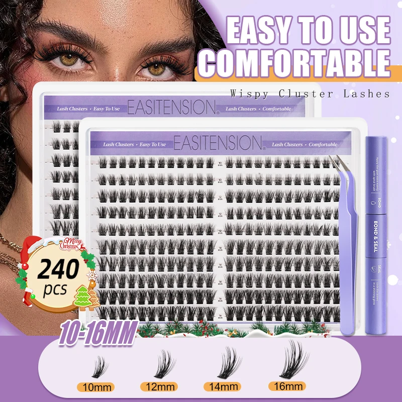 

DIY Manga Eyelash Extension Kit Nature 240pcs Individual Lashes Cluster Mix For Cosplay Lash Clusters with Lash Bond and Seal