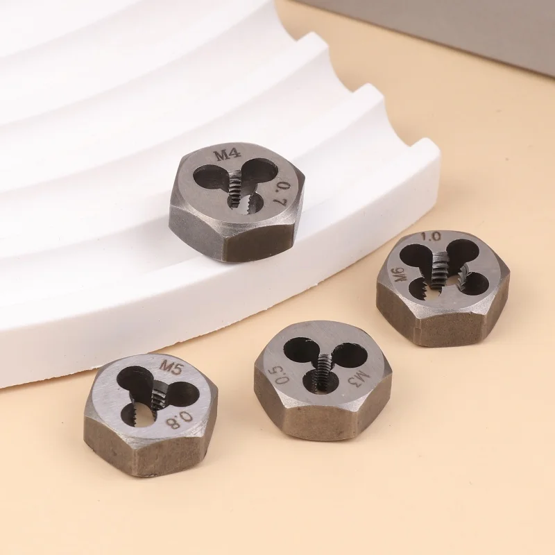 【xxx】Metric Thread Hexagon Die Hex Cutting Threads Screw Hexagonal Dies M3*0.5 M4*0.7 M5*0.8 M6*1.0 Hand Thread Dies[S14]
