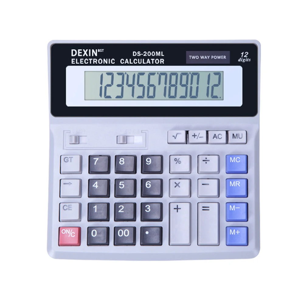 Desk Calculator 12 Digit LCD Display Solar and Battery Powered  Big Button Giant Accounting Calculator with Anti-slip Bottom