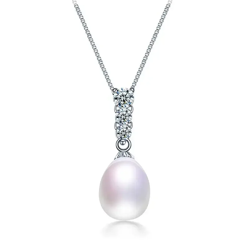 Brand Romantic 925 Sterling Silver Pendants & Necklace For Women  Gift, Top AAAA Pearl 8-9mm Fashion Jewelry Pendant New