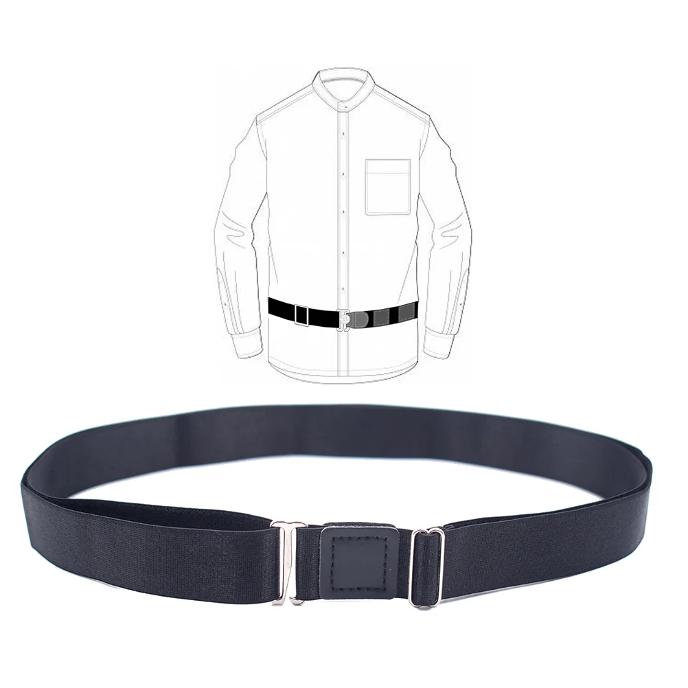 Cintura per camicia Cintura per indumenti intima con chiusura regolabile per camicia per uomo e donna che mantiene la camicia nascosta - 25 cm (Nero)