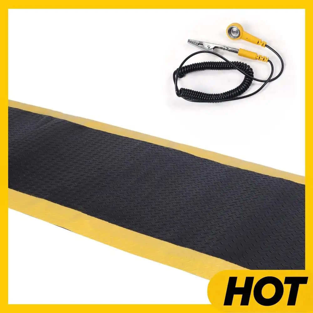 

144x36inch Extra Thick Anti Fatigue Mat Black W/ Yellow Border Thicked Sponge Anti-Fatigue Floor Mat for Warehouse Garage Public