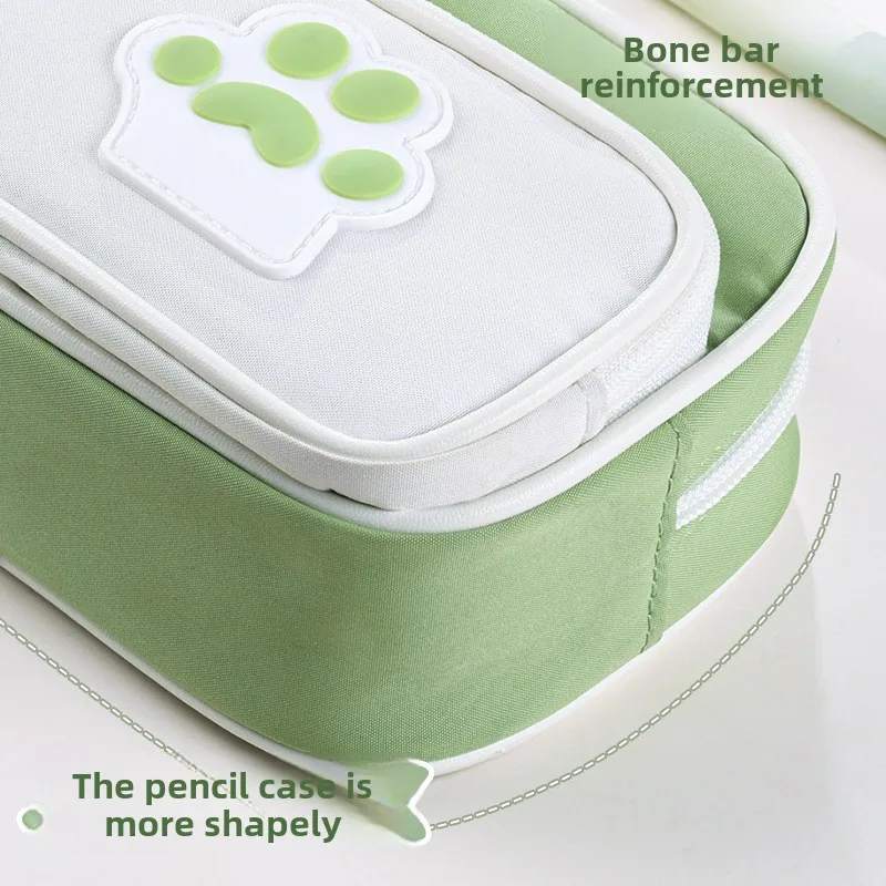 Kawaii Cartoon Cat Paw Pencil Case Large Capacity Cute Potable Stationery Storage Bag Simple Pen Bag School Supplies Gifts