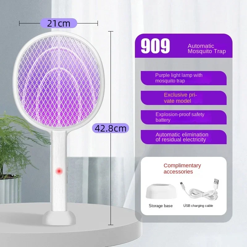 5-in-1 Fast Electric Mosquito Swatter Rechargeable USB Safe Insulated Battery Powered Light Adjustable Insect Killer Fly Swatter