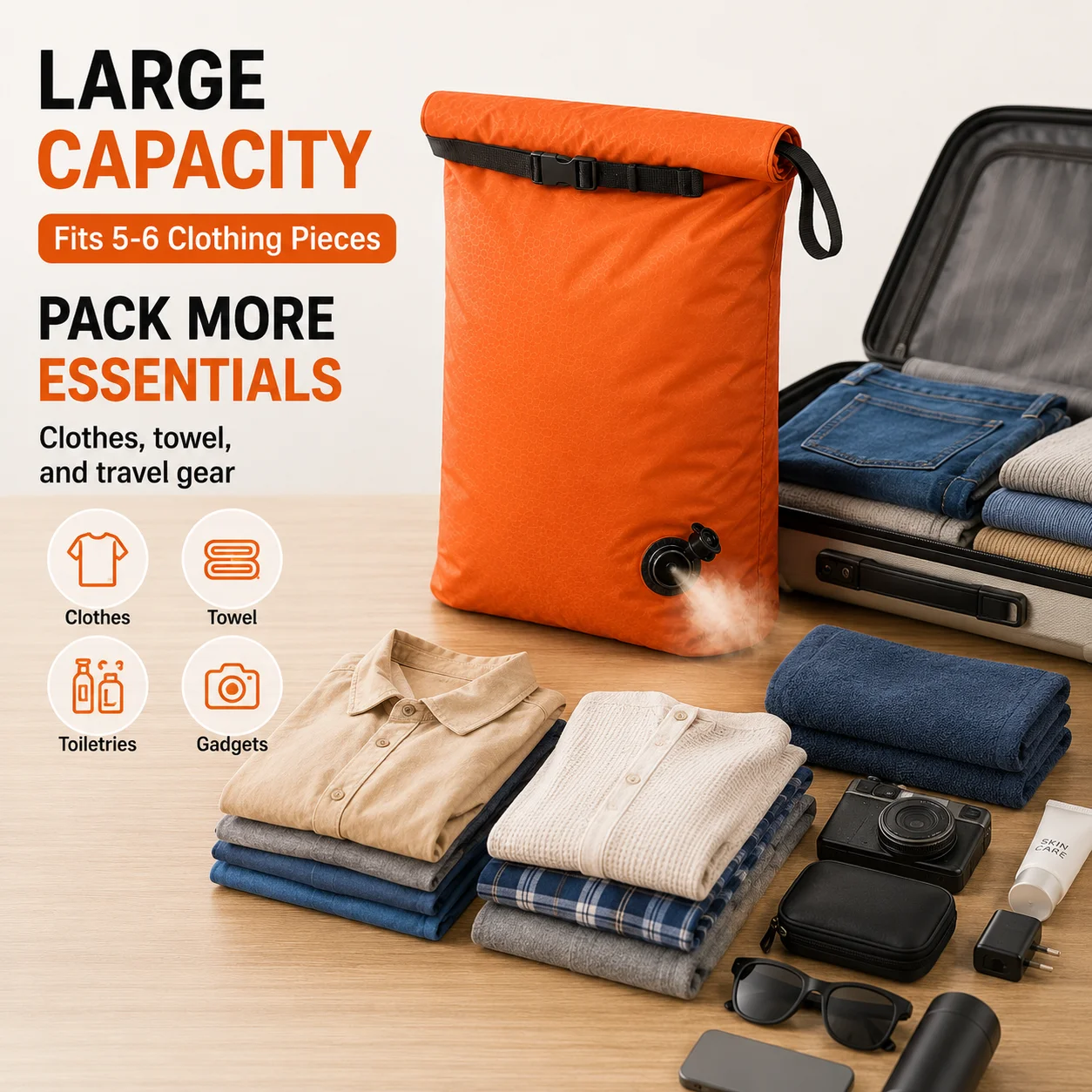 Travel Compression Packing Bag Large Capacity Clothes Organizer Dustproof Luggage Storage Bag Space Saving view 3