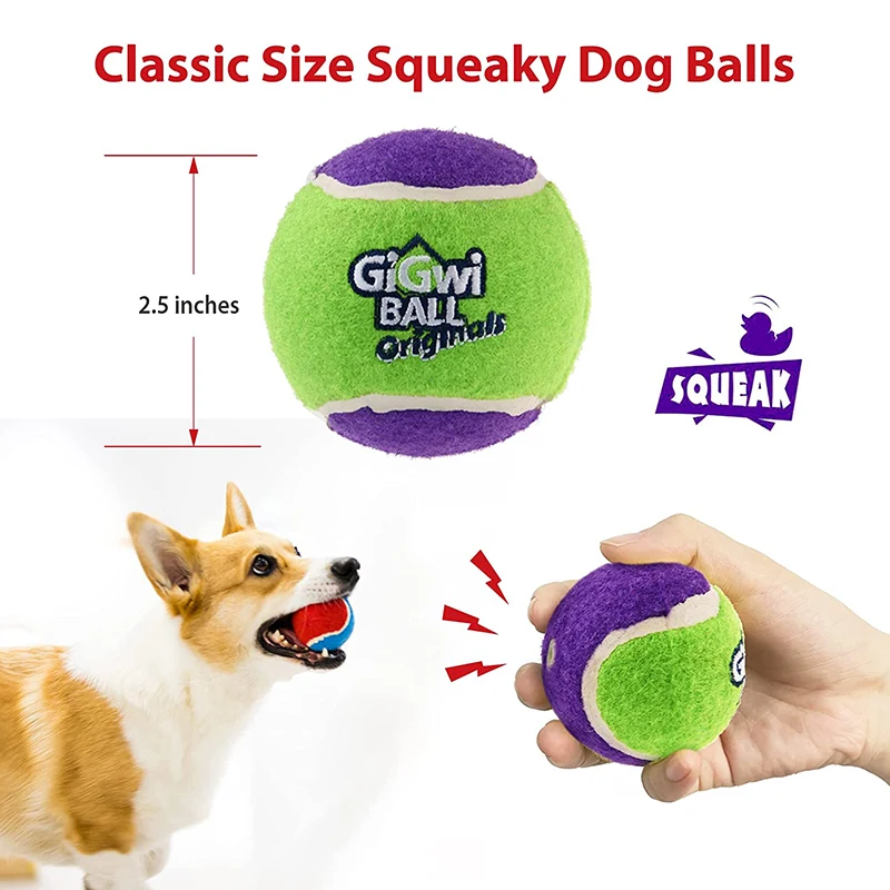 GiGwi 3PCS Pets Dog Game Ball Sound Puppy Chewing Interactive Ball Teething Molar Bite Resistant Dogs Toy Pet Training Products