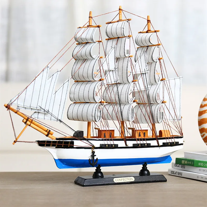 

Small solid wooden sailboat model decoration smooth sailing craft ship simulation graduation gift