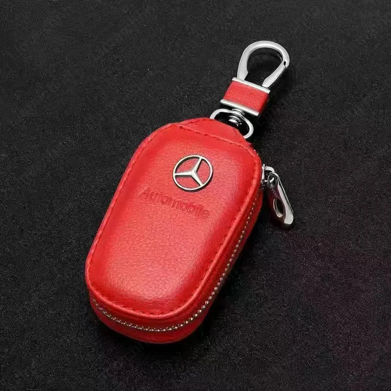 Car Key Protector Bag Leather Key Holder Auto Key Pocket Case For Mercedes Benz C200 C260 C300 W108 W124 W126 W140 W168 W169 AMG