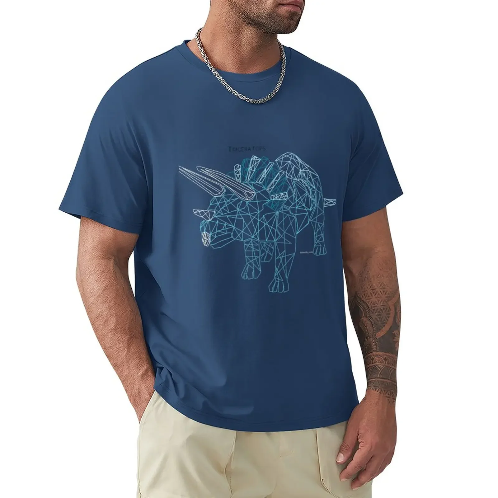 Geometric Triceratops T-Shirt oversizeds anime new edition mens graphic t-shirts pack