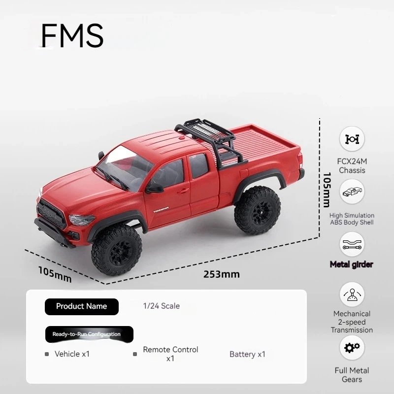 FCX24M 2025 RC simulatie klimauto - FMS 1/24 off-road speelgoed met afstandsbediening voor kinderen