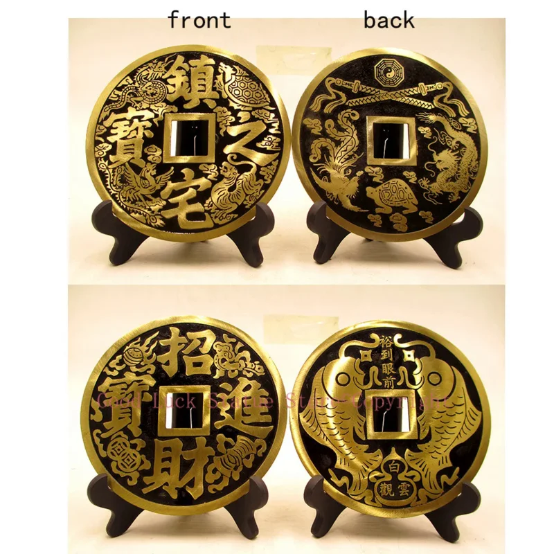 2PCS # HOME Lobby hall Shop company Town house efficacious Money Drawing FENG SHUI Totems brass talisman statue- 23CM large