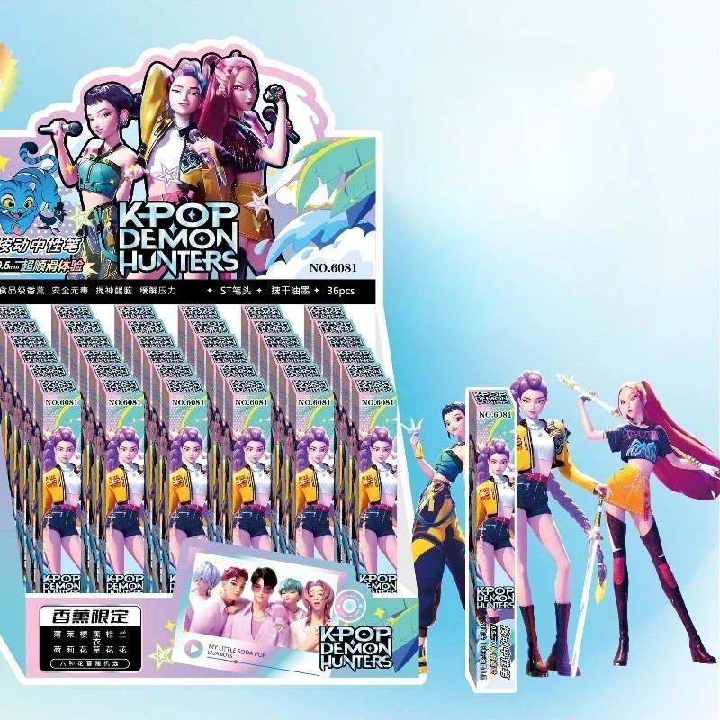 

Нейтральная ручка с глухой коробкой для студентов, специальная выдвижная ручка для письма и экзаменов, 36 шт., милый мультфильм «Охотники на демонов» Mira Zoey Rumi