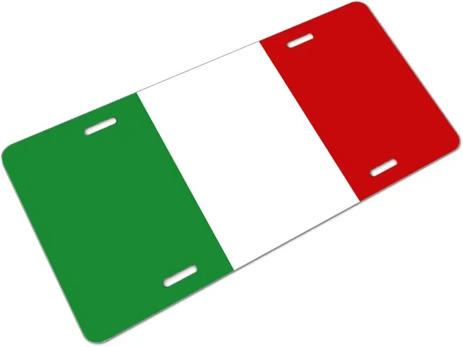 License Plate Italy Flag Decorative Car Front License Plate Tag Metal Car Plate Aluminum License Plate for Men Women 12x6 Inch