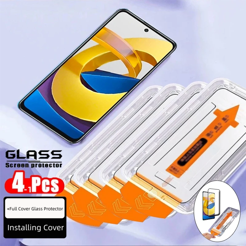 1-4pcs For Poco M4 Pro 5G Glass Xiaomi Poco M4 Pro 5G Tempered Glass Easy Installation Dust Free Screen Protector Poco M4 Pro 5G