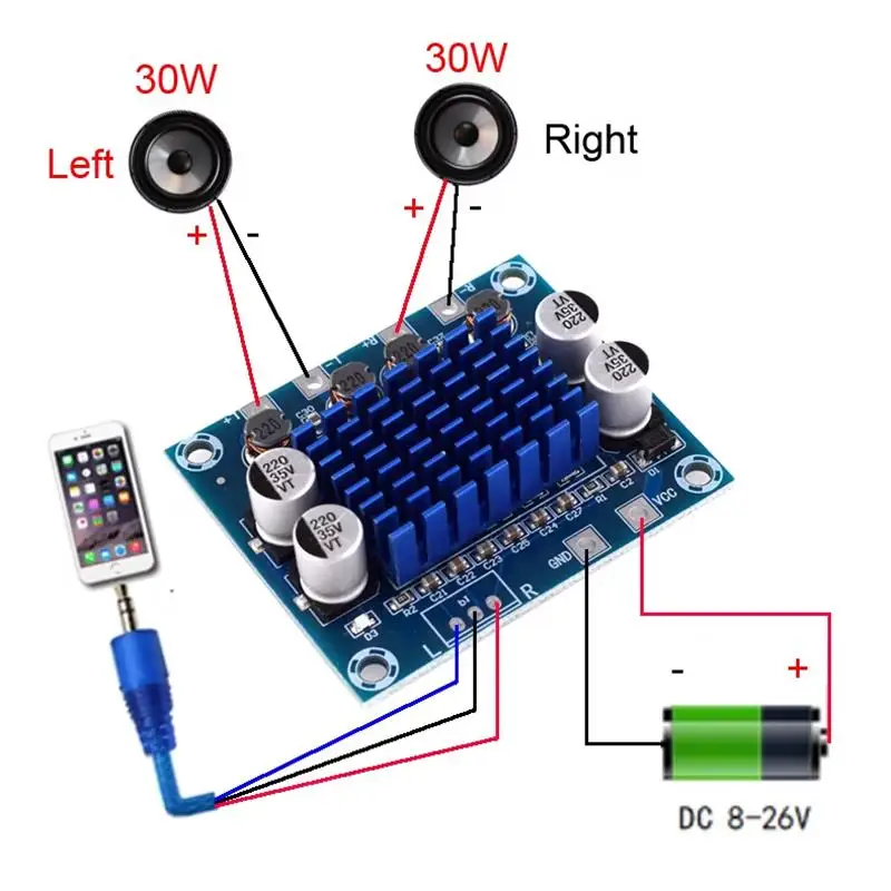 1/3/5pcs XH-A232 High-definition Digital Audio Amplifier Board MP3 Amplifier Module 12V 24V Amplifier Board Dual Channel 30W A4