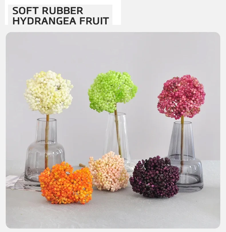 5-teiliges Set kurzer Latex-Hortensienzweige, künstliche Blumen für Hochzeits-Blumenarrangements, Landschaftsgestaltung, Weihnachtsfeier, Heim- und Tischdekoration – Detail 1