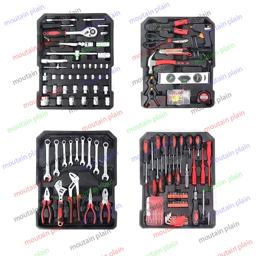 Aluminum Trolley Case Tool Set Silver House Repair Kit Set 399pcs with Tool Belt Household Hand Tool Set Gift on Father's Day