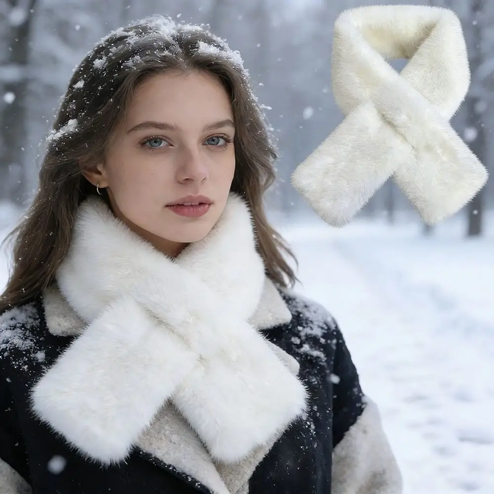 

Зимний теплый шарф-накидка из искусственного меха норки, однотонный, мягкий, утолщенный, для осени и зимы