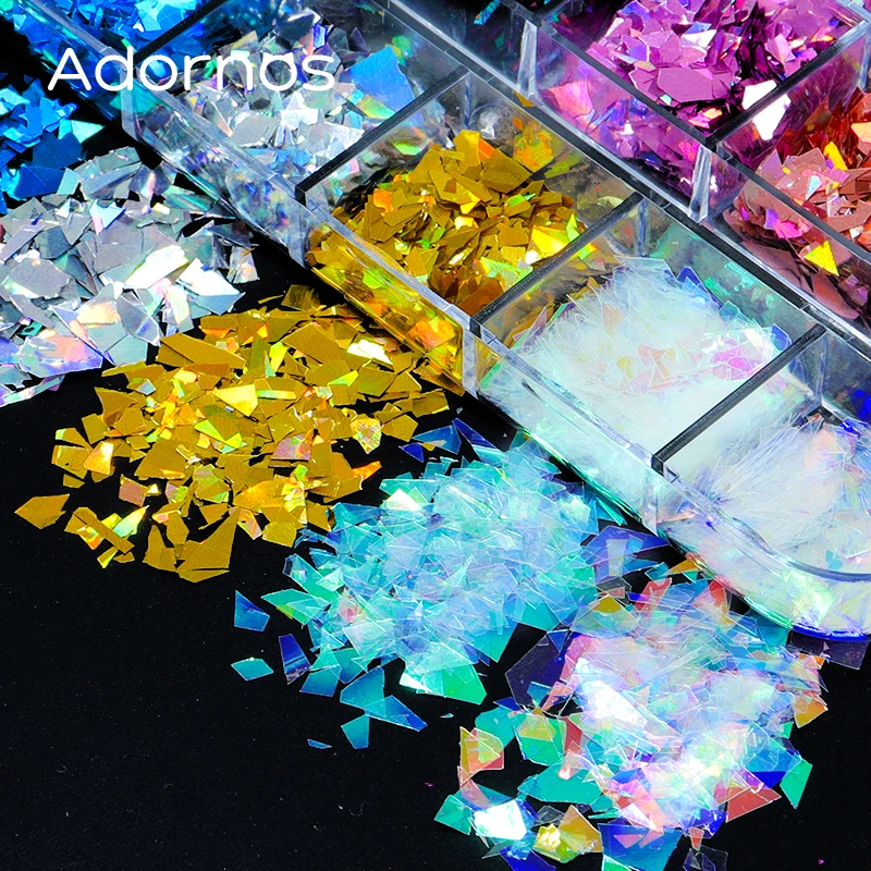 Holographic Irregular Nail Glitter Flakes Nail Art Accessories Large Fragments Colorful Sequins Nails Supplies For Professionals