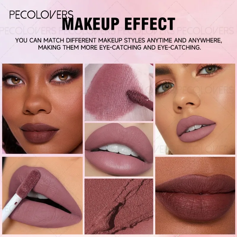 Black Tube Matte Lip Gloss, Multi-color Selection, Plump Lipstick, Non-drying, Waterproof and Long-lasting, Lip Cosmetics
