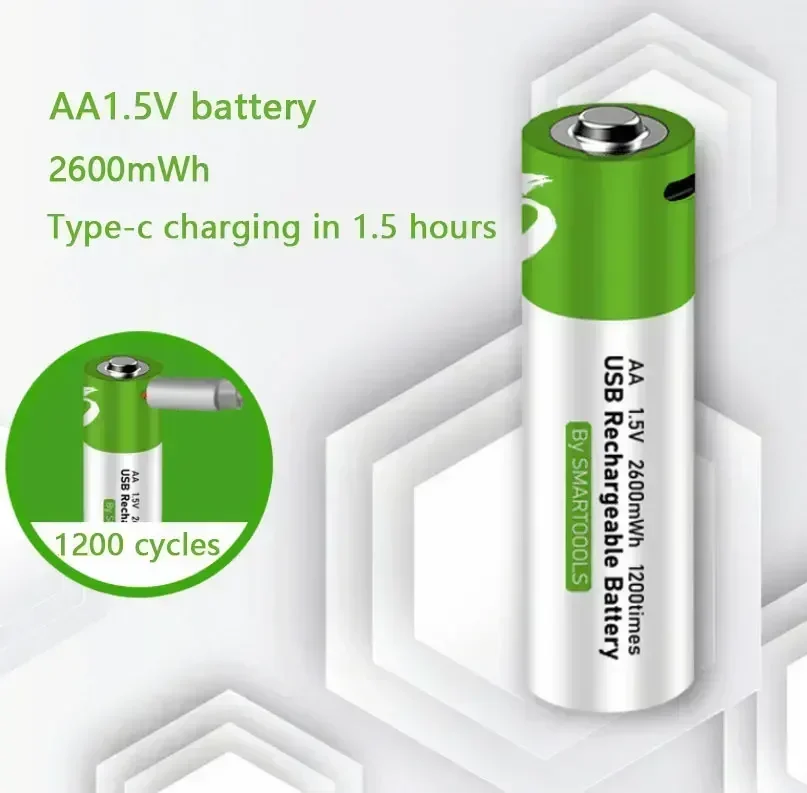 2600mWh AA 1.5v lithium battery rechargeable battery support direct charging of TYPE-C line pila pilha usb aa bateria lithium