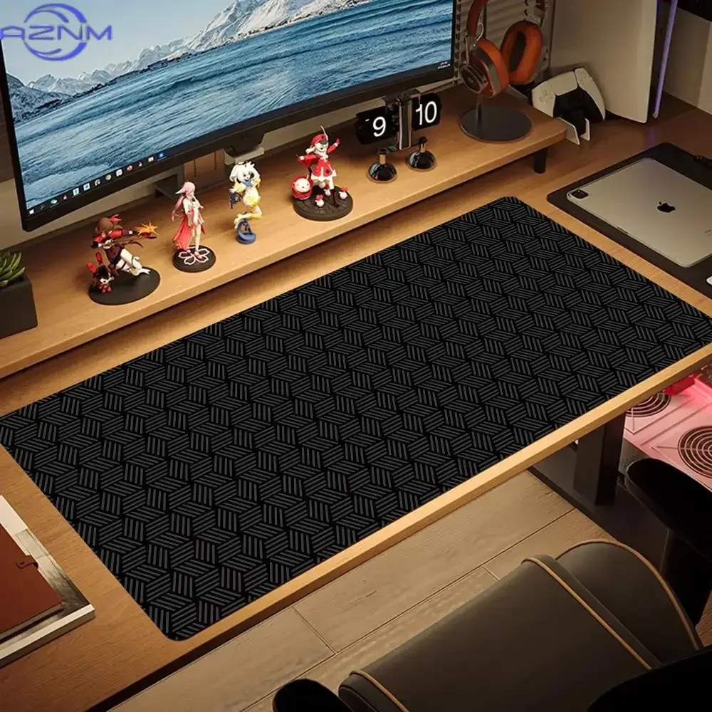 Red Texture Large Gaming Mouse Pad, XXL Non-Slip Rubber Desk Mat with Stitched Edge for Keyboard