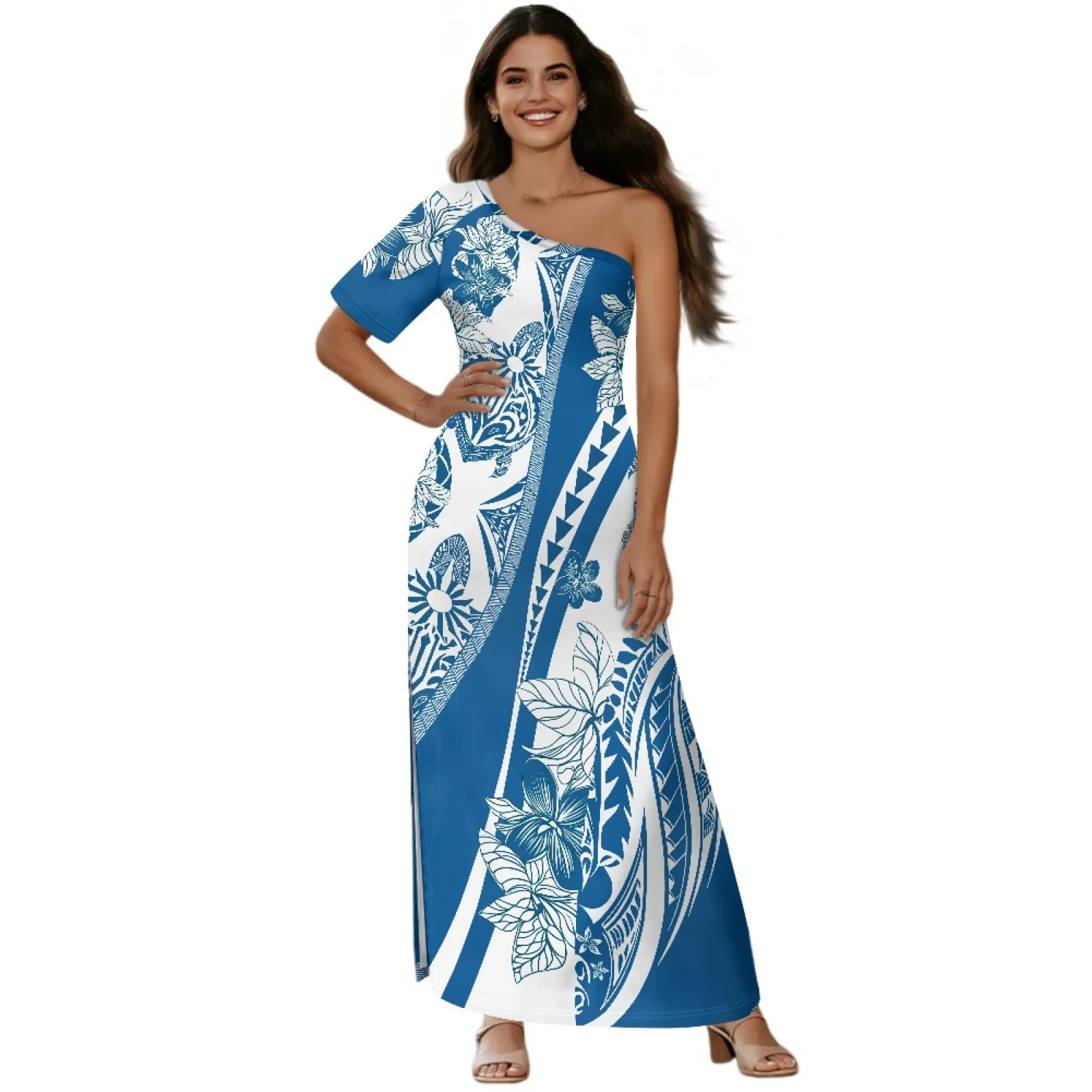 Verão impressão única manga curta fora do ombro fenda saia sexy bodycon maxi vestido feminino moda outfit streetwear festa férias