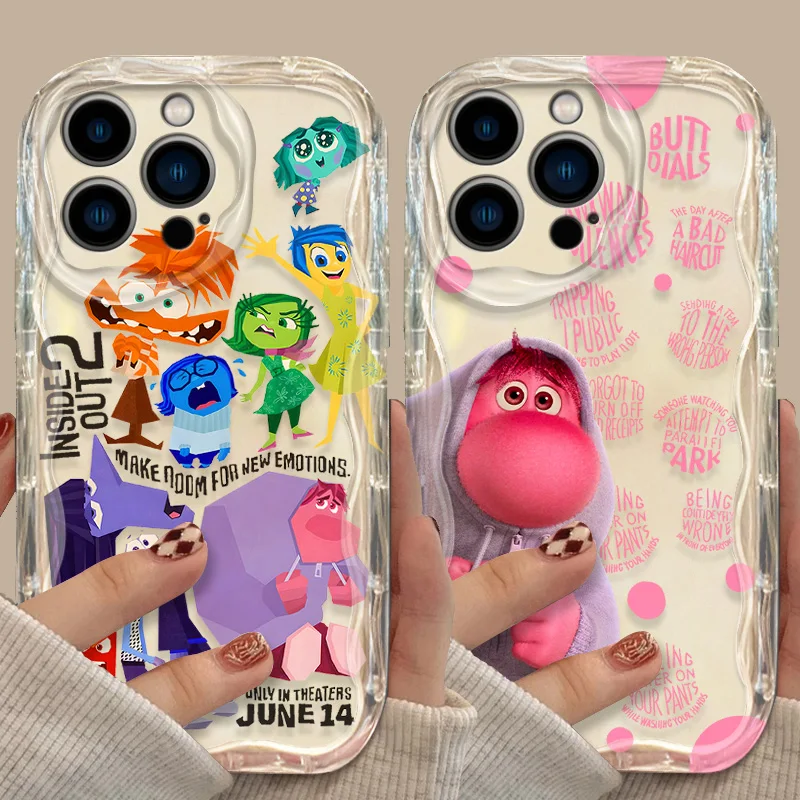 Disney Inside Out 2 3D Wave Case For iPhone 16 15 14 13 12 11 Pro Max X XR XS 8 7 Plus SE 2020 Shockproof Silicone Clear Cover