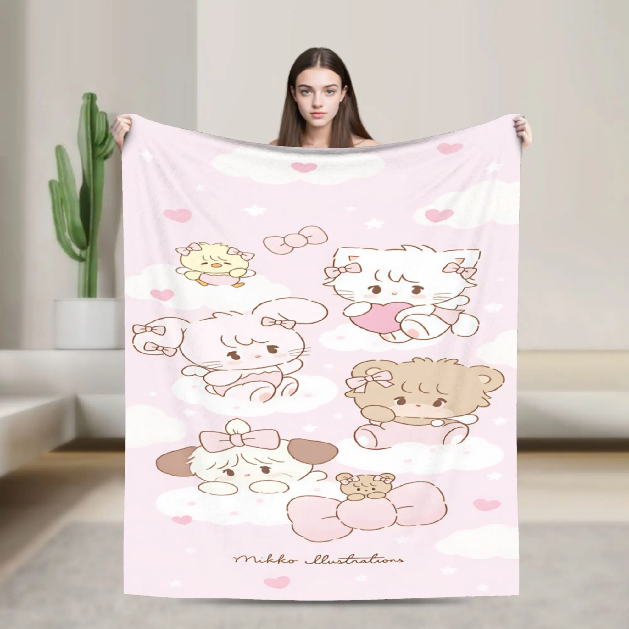 Mikkos Mousses Blanket  Decorative Flannel Throw Blanket For Couch Chair Warm Soft Design Quality Bedspread Birthday Gift