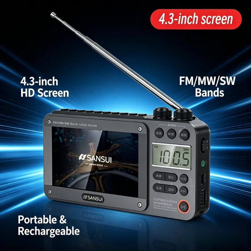 

New F50 4.3-Inch High Definition Screen Wireless Speakers Multi-purpose BT Retro FM Radio MP4 Card Video Player E-book Reading