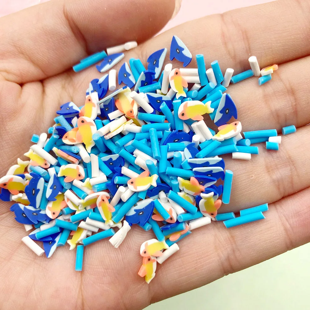 50g Mixed Fish Whale Slices Polymer Hot Clay Sprinkles for Crafts DIY Nail Art Decoration Slime Filling Accessories