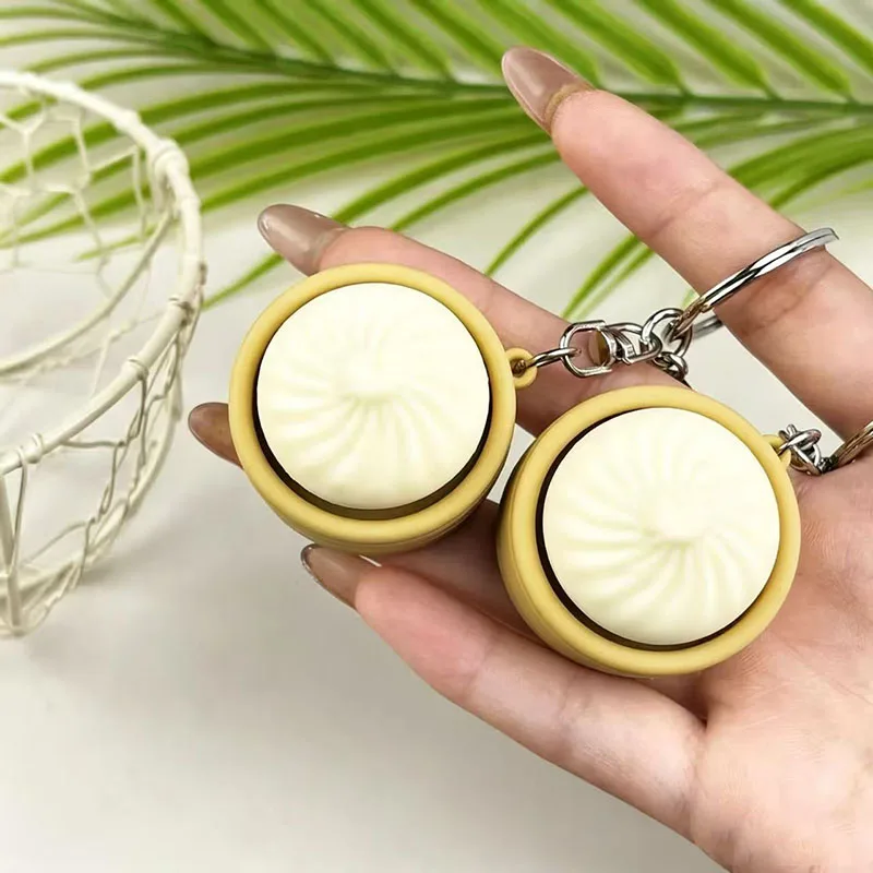 Mini Steamed Bun Stress Relief Soft and Slow Rebound Kneading Kneading Decompression Bun Clicker Keychain Gifts