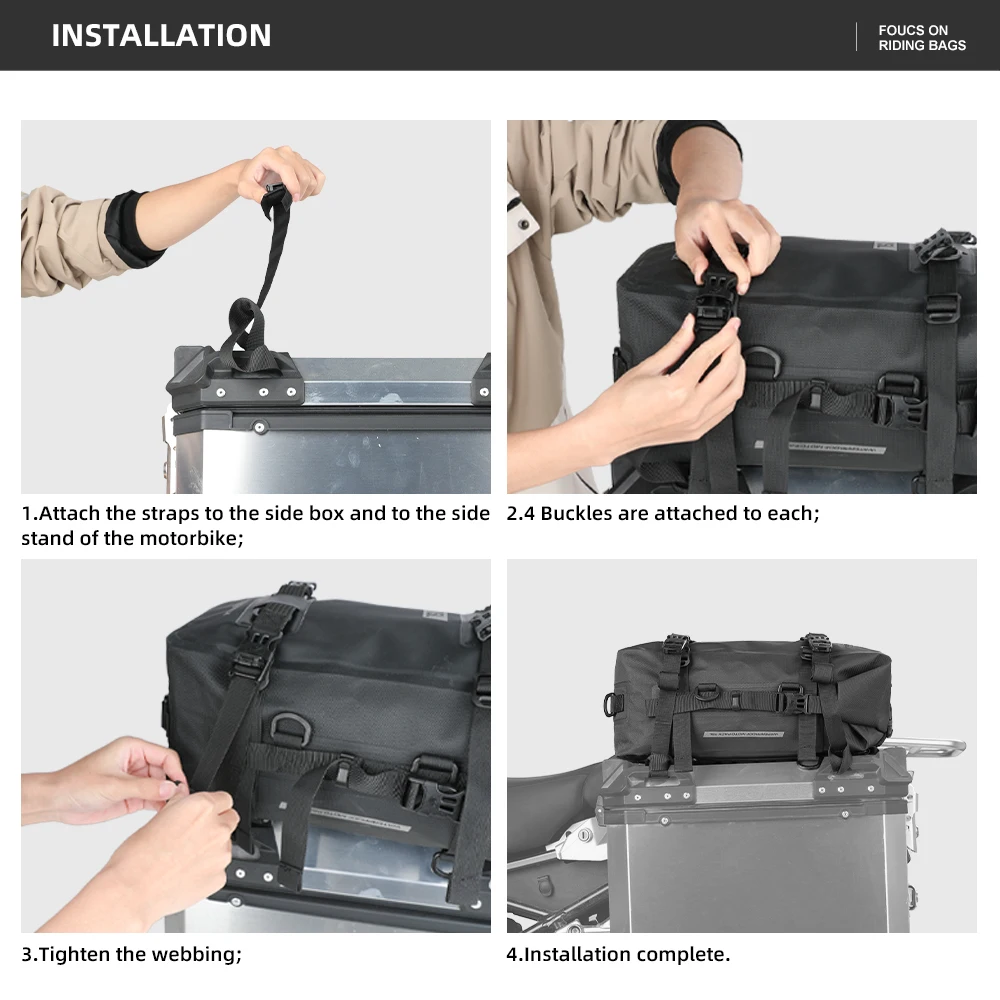 Rhinowalk กล่องด้านบนของมอเตอร์ไซค์, กระเป๋า8L-30L กันน้ำกระเป๋ามอเตอร์ด้านข้างอานเบาะหลังเบาะเก็บของกระเป๋ากระโปรงท้าย1ชิ้น