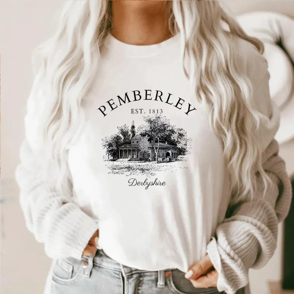 Pride and Prejudice Printed Women's T-shirt Jane Austen Gift Pemberley Light Academic Shirt Literature Literary Books Shirt Tops