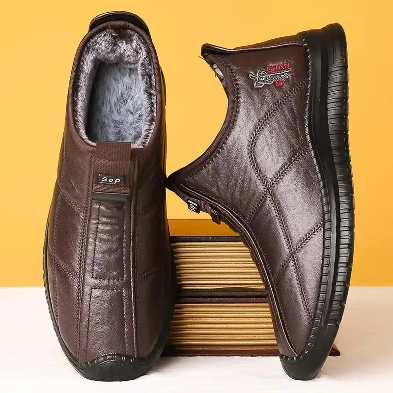 남성용 스노우 부츠 2025 겨울 편안하고 따뜻한 남성용 신발 두꺼운 방수 미끄럼 방지 두꺼운 워킹 부츠 남성용 신발