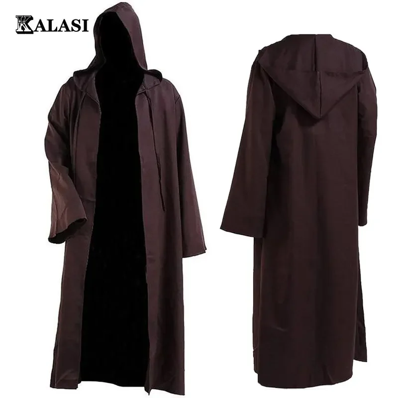 Männer Kinder Tunika Kapuze Robe Umhang Ritter Cosplay Kostüm Zauberer Vampir Robe Umhang Umhang Mönch Phantasie Halloween