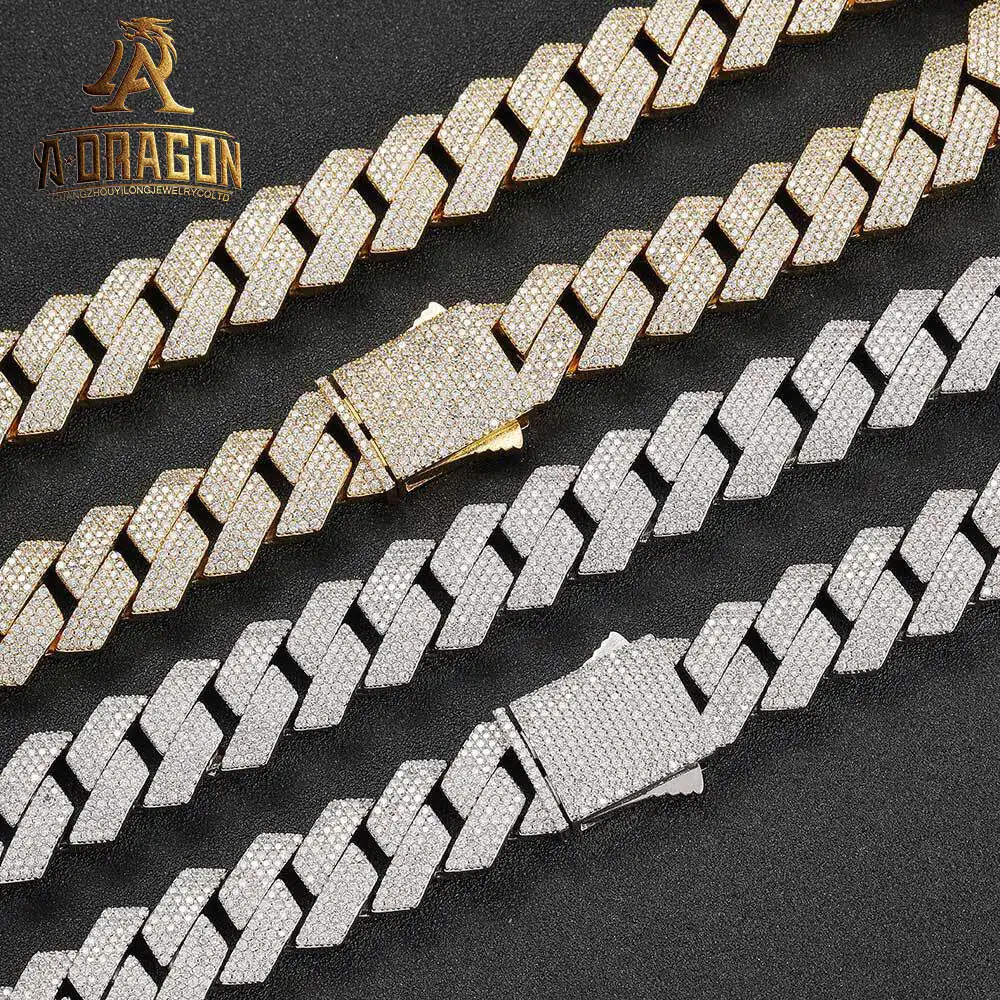 High Quality Custom Pass Diamond Tester Iced Out Silver 925 Cuban Link Chain Vvs Moissanite Chain Cuban