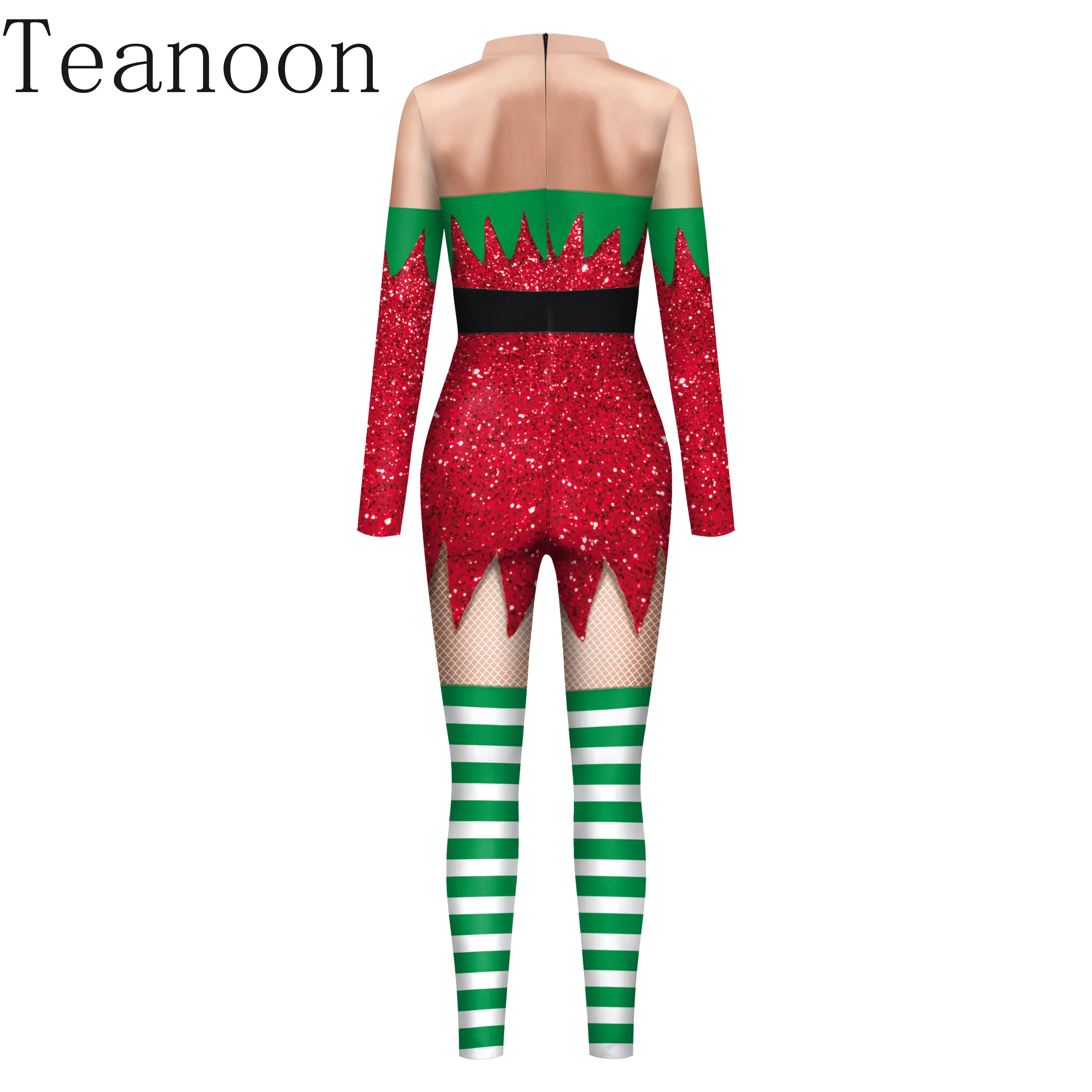 Xmas czerwony kombinezon Xmas seksowne body Halloween mali ludzie przebranie na karnawał impreza dla dorosłych Zentai świąteczne pajacyki strój karnawałowy