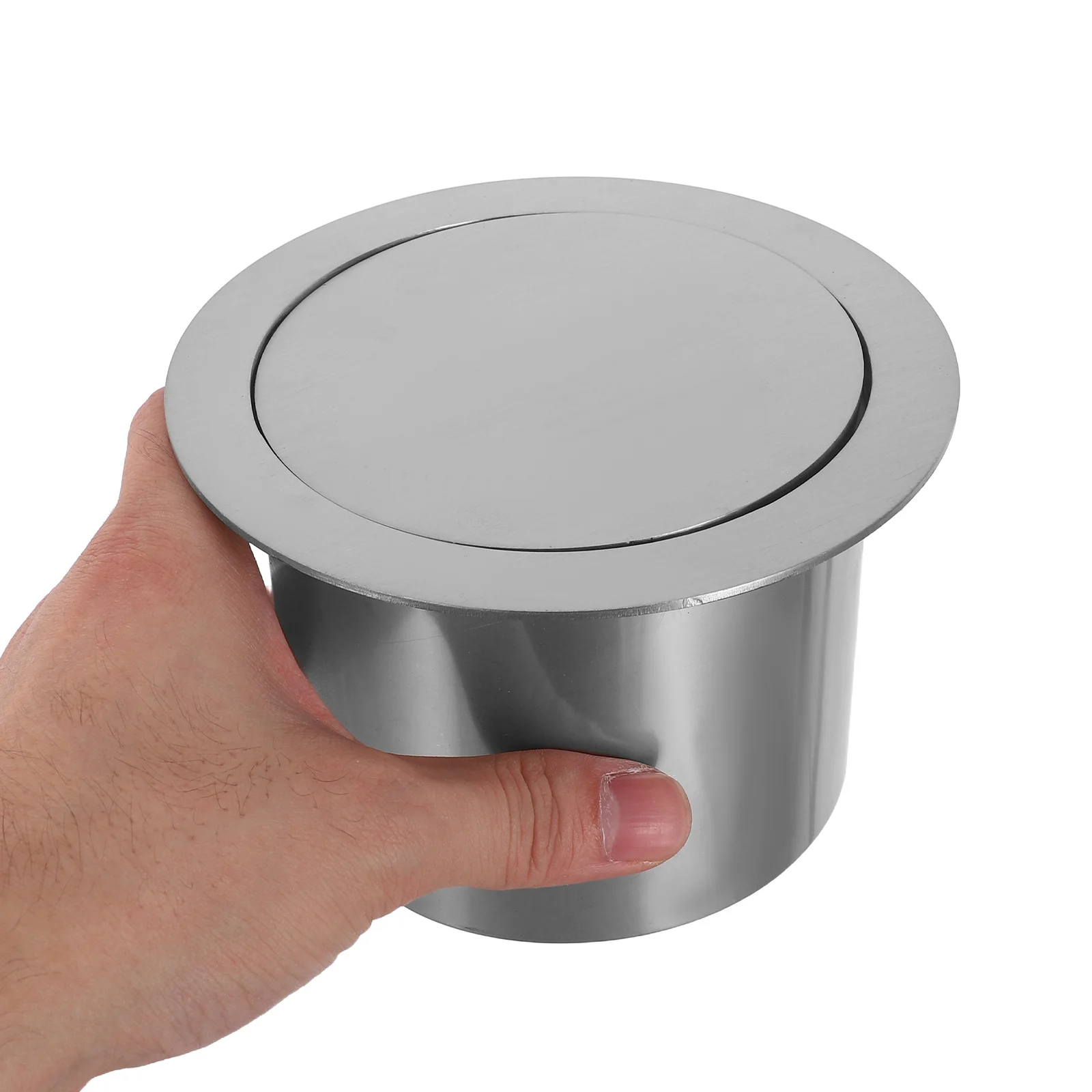 

Stainless Steel Countertop Recessed Trash Lid 13Cm Flip Design for Washroom Kitchen Built-in Bin Cover Easy Clean