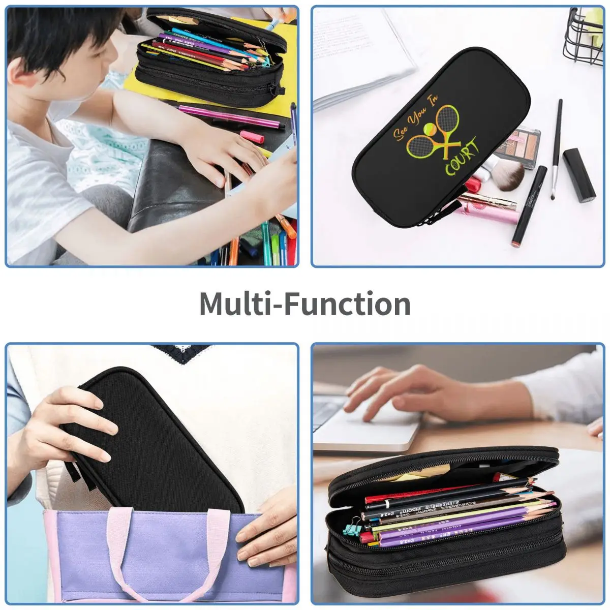 เห็นคุณอยู่ในศาล POUCH pensil ใส่ดินสอของขวัญคนรักเทนนิสกล่องปากกาเก็บของขนาดใหญ่สำหรับเด็กหญิงเด็กชายเครื่องเขียนไปโรงเรียน