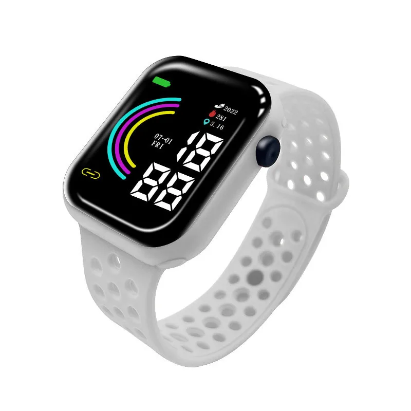 Children's electronic watch, student rainbow digital display LED electronic watch