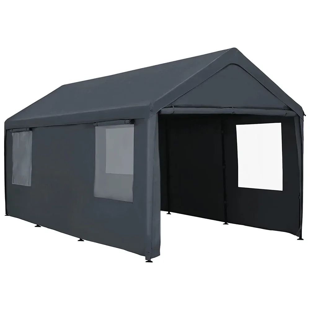 

Carport Canopy 6x3M Heavy with Removable Sidewas & Doors Portable Car Port Garage Shelter for Boat & Party