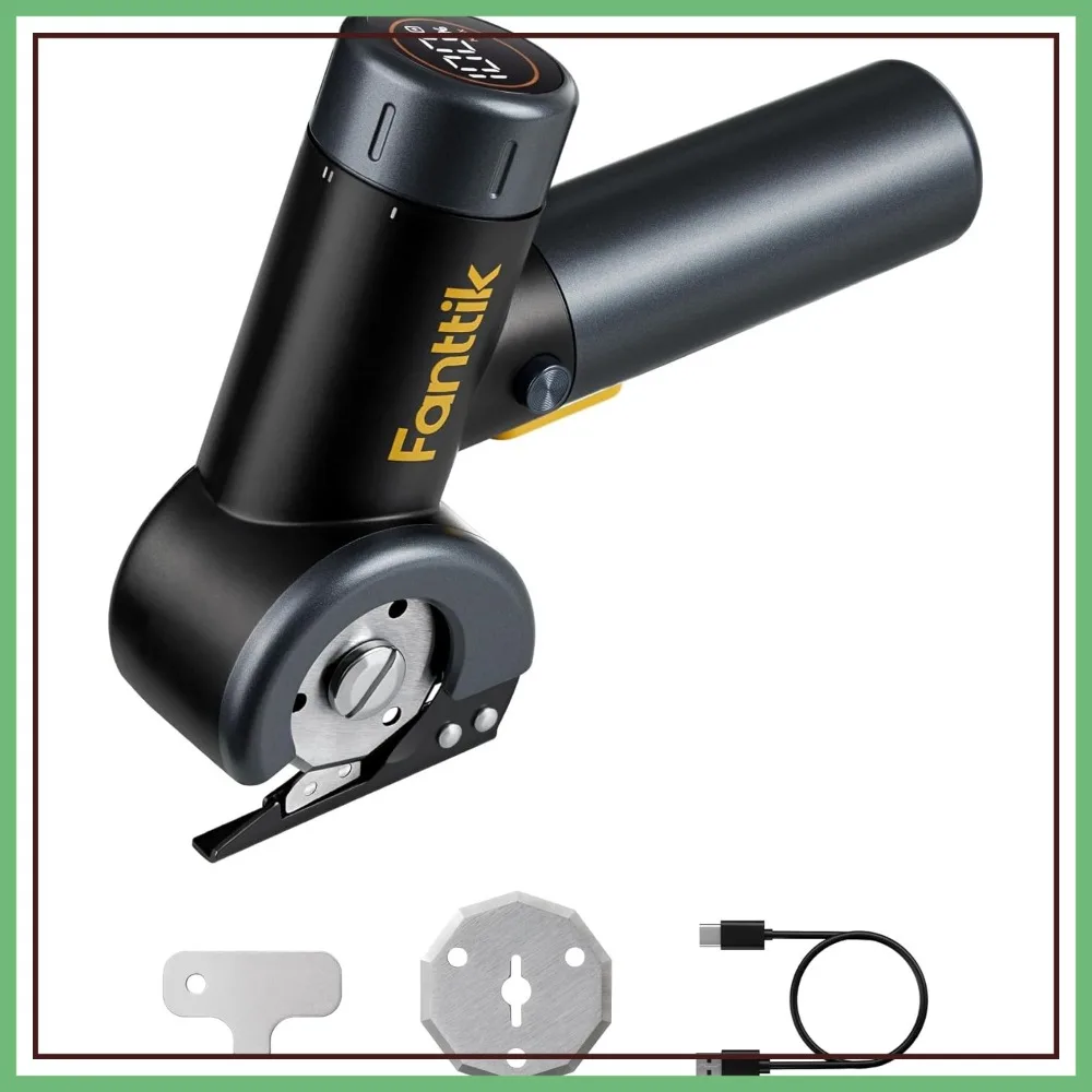 

Cordless Electric Scissors with LED Display, Type-C Rechargeable, EasySwap Blade Change, for Cardboard, Carpet, Leather, Black