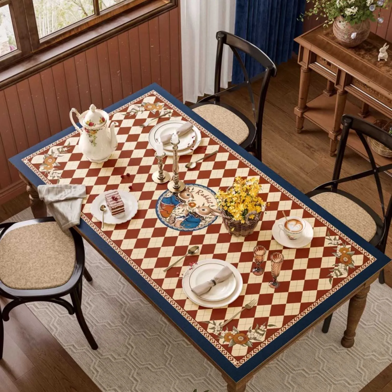 

American Light Luxury Rectangular Leather Dining Table Mat Fashion Table Decoration And Accessories Waterproof Non-Slip No-Clean